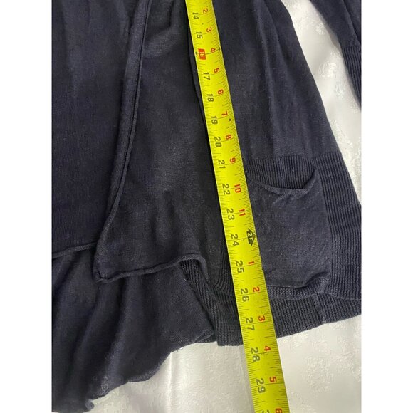 Angel Of The North Gray Size Small Ruffle Back Open Cardigan Linen Blend Pockets - Picture 8 of 11